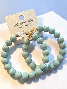 Seafoam Beaded Hoop Earrings